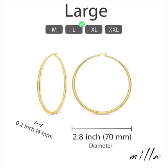 14K Gold Hoop Earrings For Women, Silver Hoop Earrings & Rose Gold Earrings - Picture 3 of 7